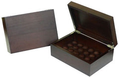 Wooden box with chocolates on a white background