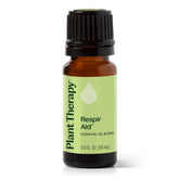 Bottle of Plant Therapy Respir Aid essential oil blend on a white background