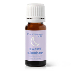 Bottle of Plant Therapy Kids Sweet Slumber essential oil blend on a white background