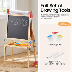 Chalkboard side of Tiny Land double-sided wooden art easel with bottom storage tray