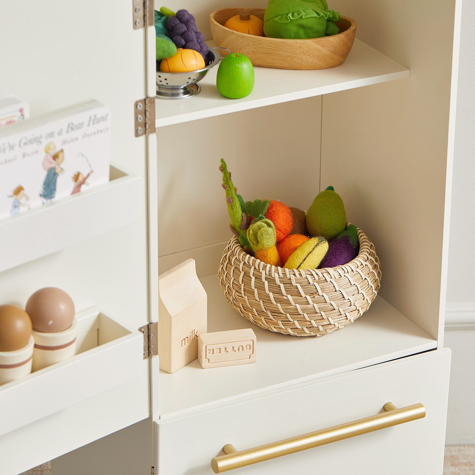 Close up of basket of play fruit in the play fridge