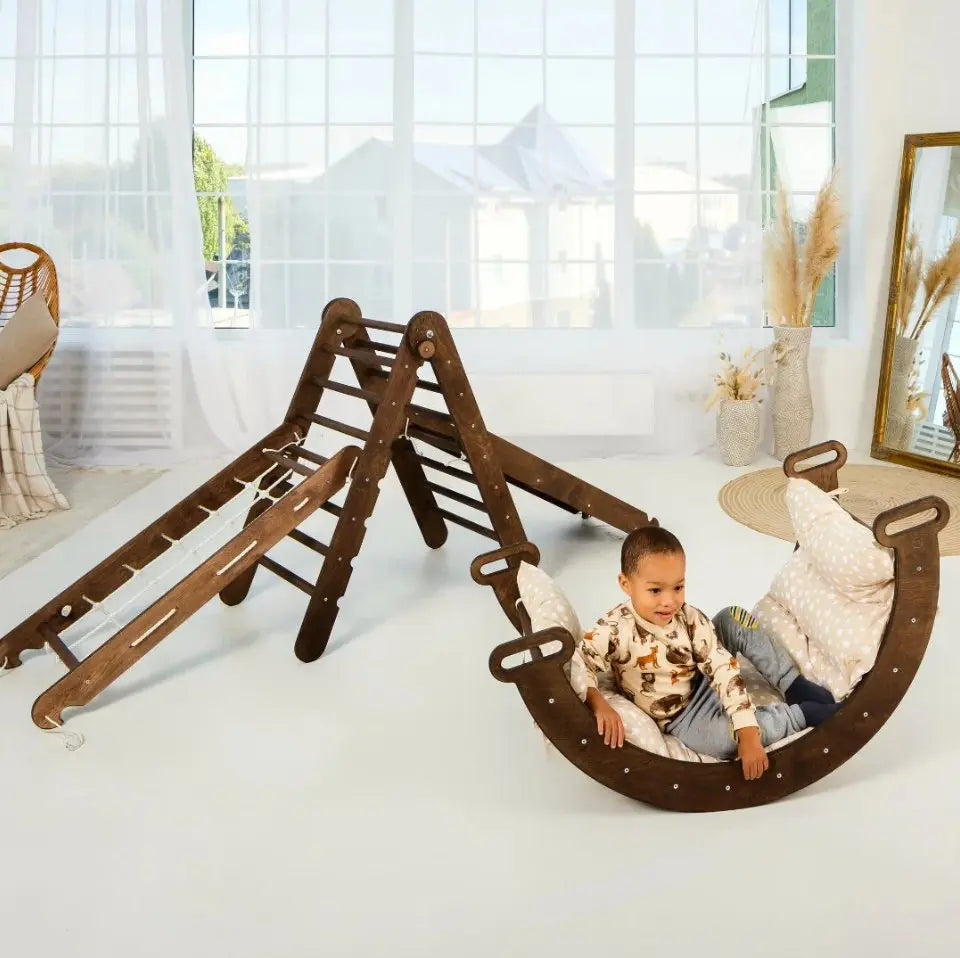 Montessori climbing frame set with child 