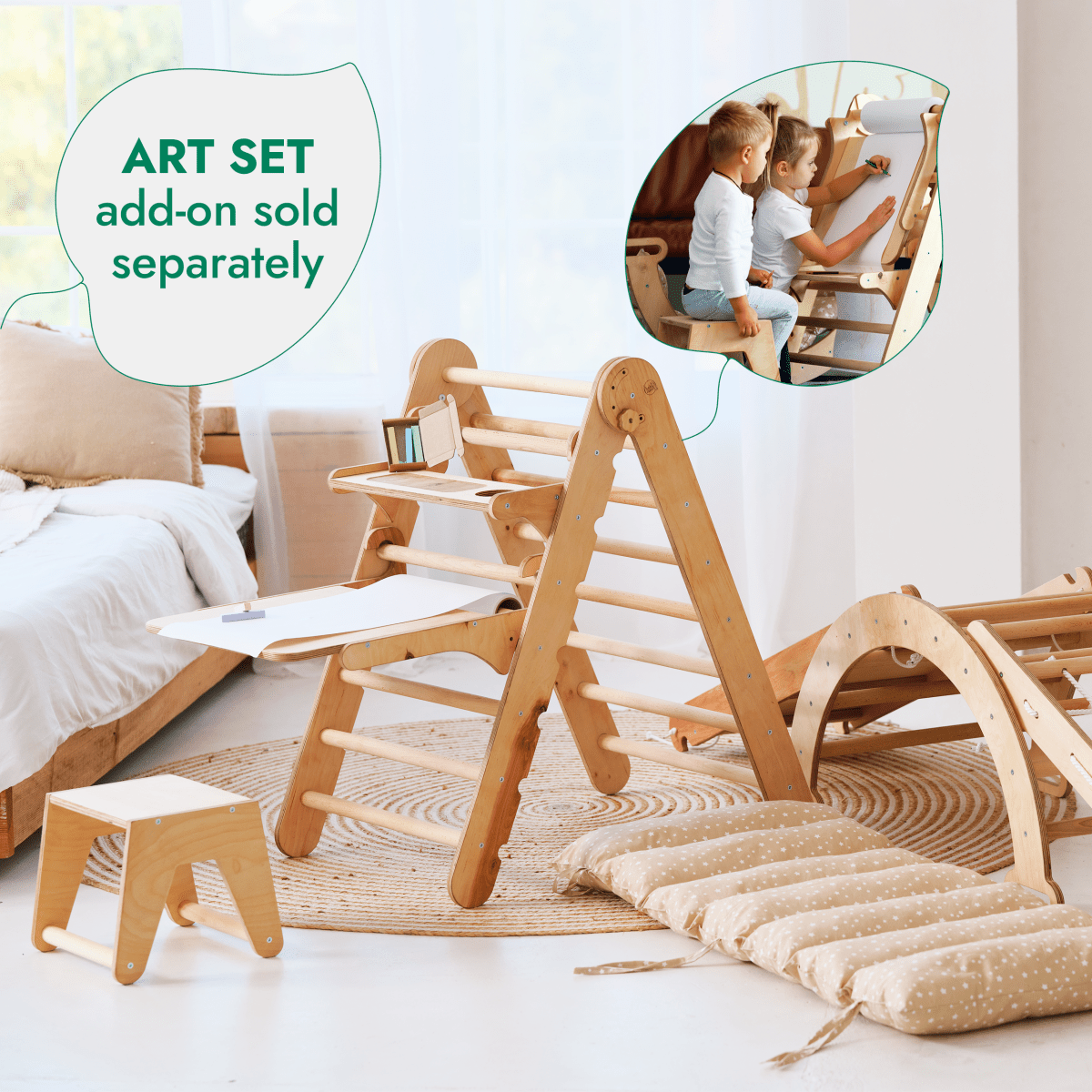 Montessori climbing set in bedroom

