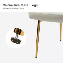 Chair with gold metal legs and anti-slip foot pads on a white background