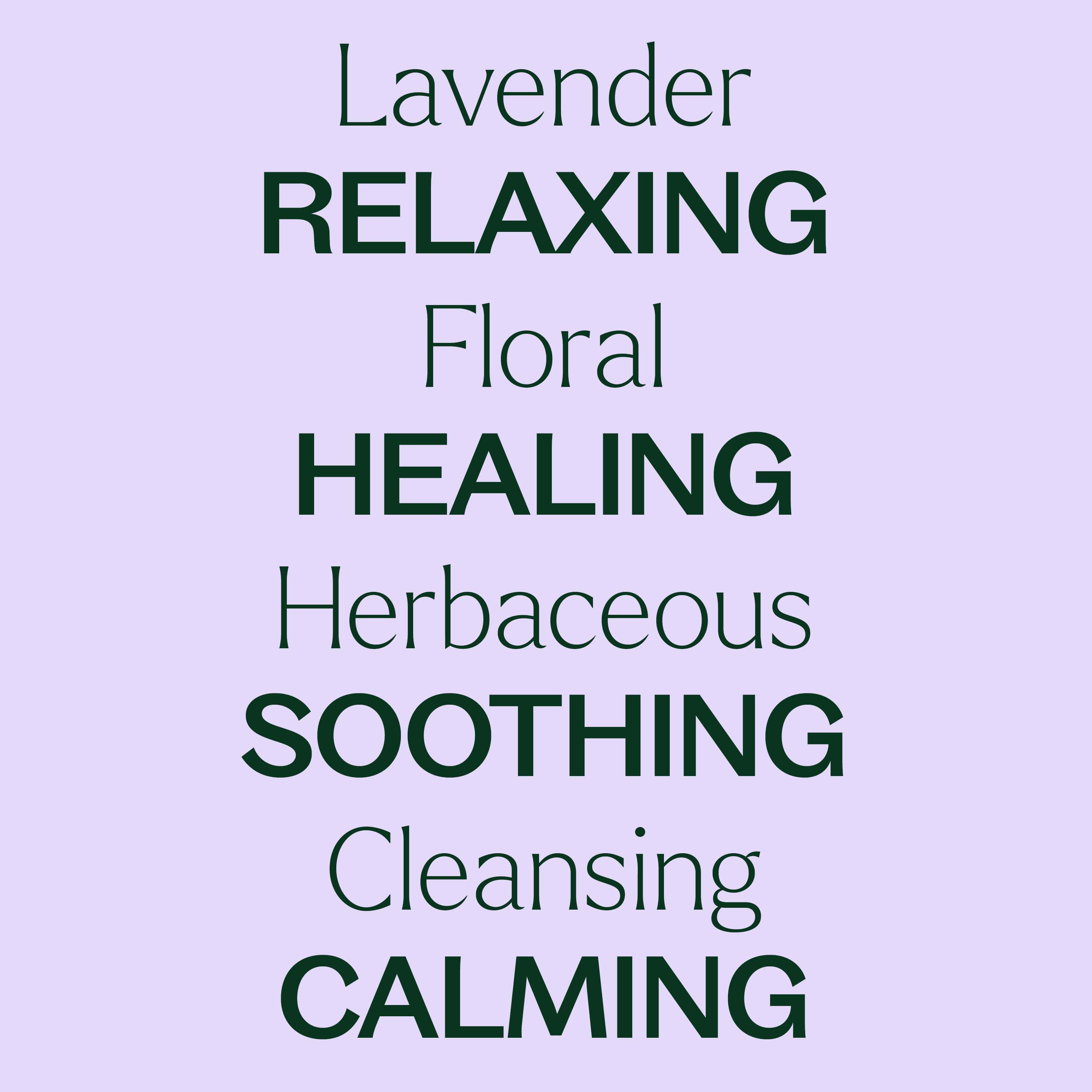 Text on a lavender background describing the properties of lavender.