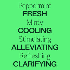 Green background with black text describing peppermint's effects.