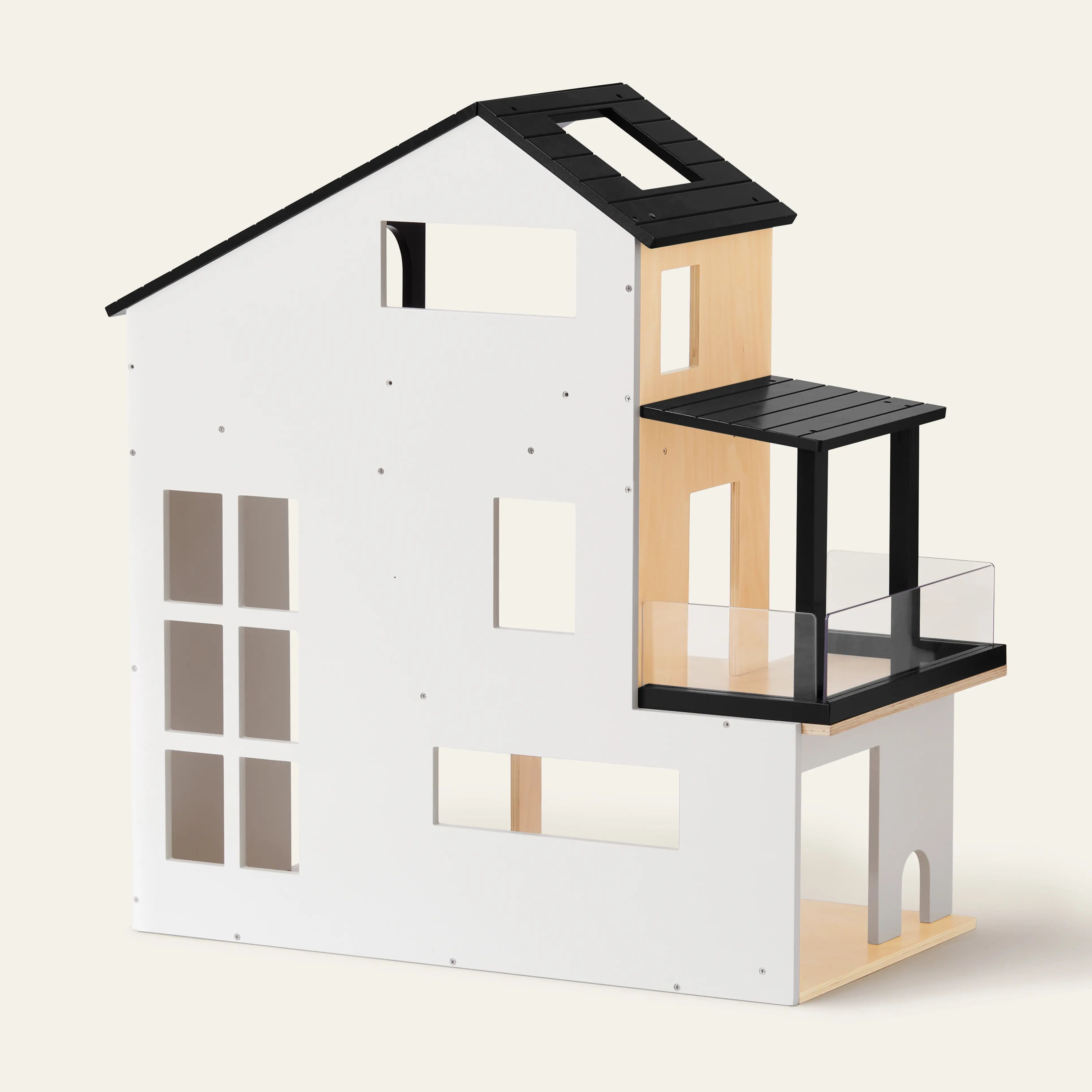 Full Sweetwood Edge dollhouse product shot showing all included furniture and family figures