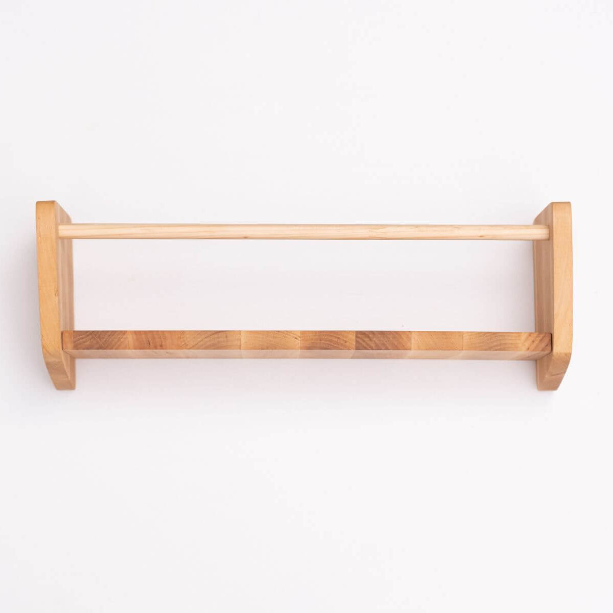 Wooden shelf on a white background