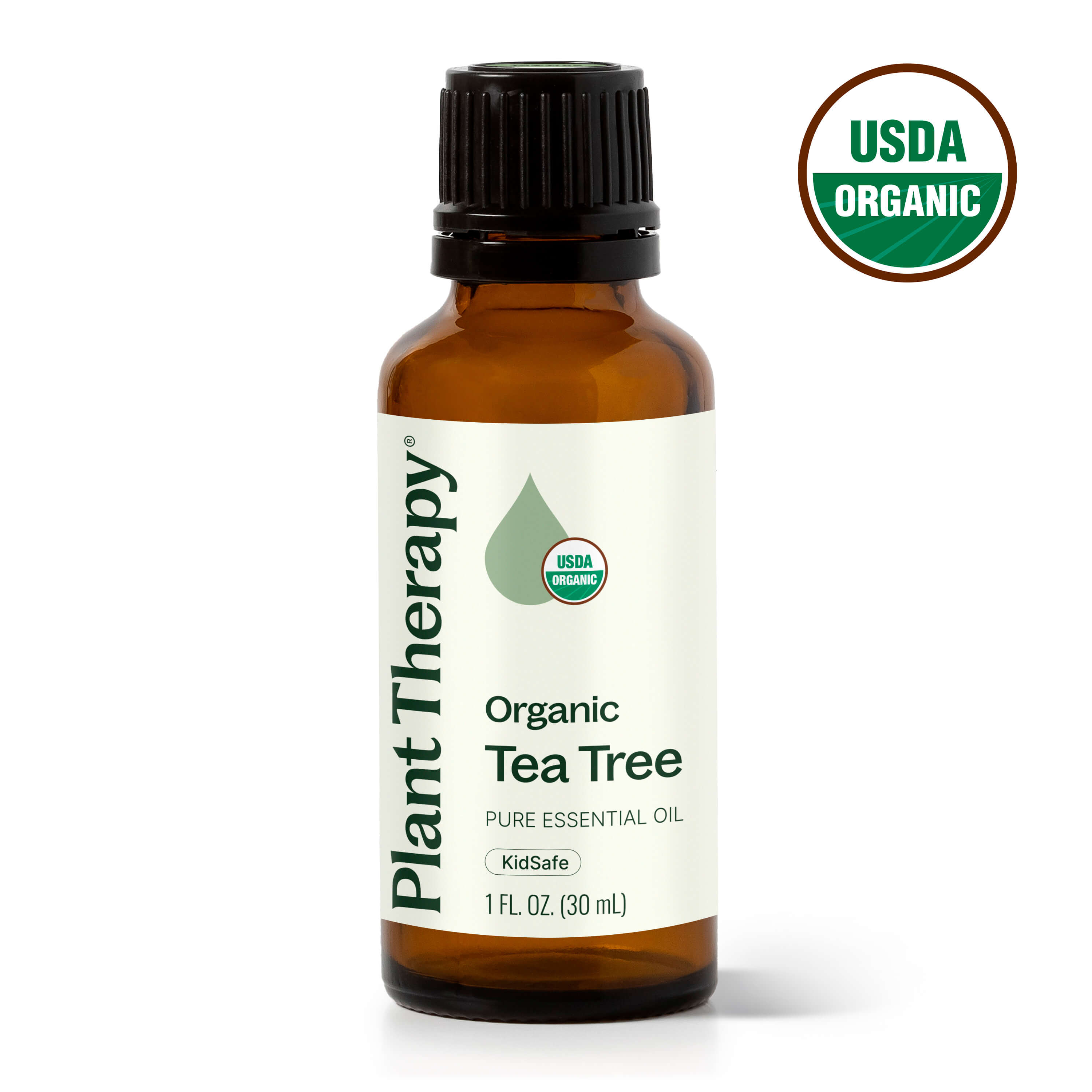Bottle of Plant Therapy Organic Lavender essential oil with USDA Organic label on a white background