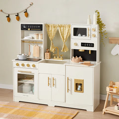 White wooden play kitchen