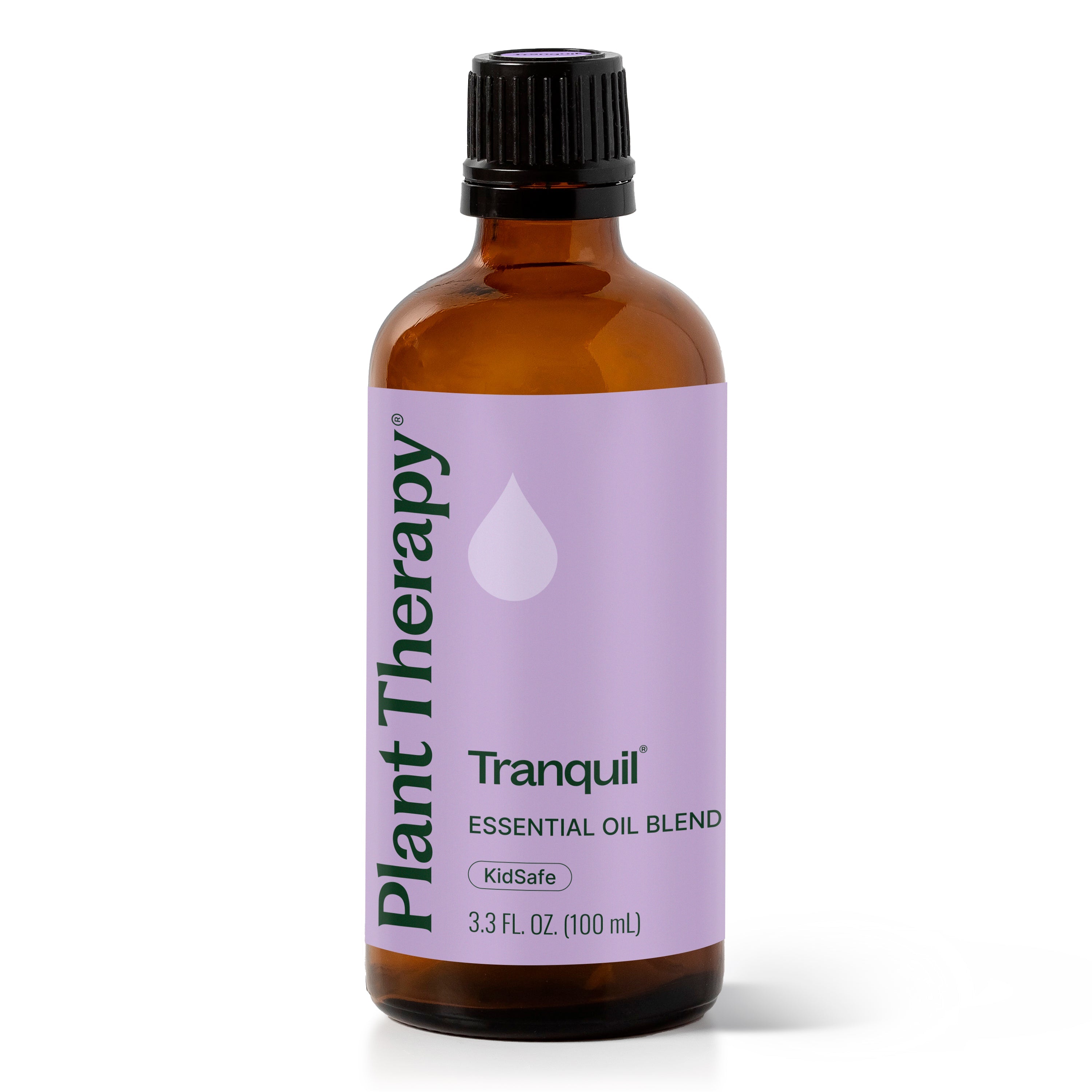 Bottle of Plant Therapy Tranquil essential oil blend on a white background