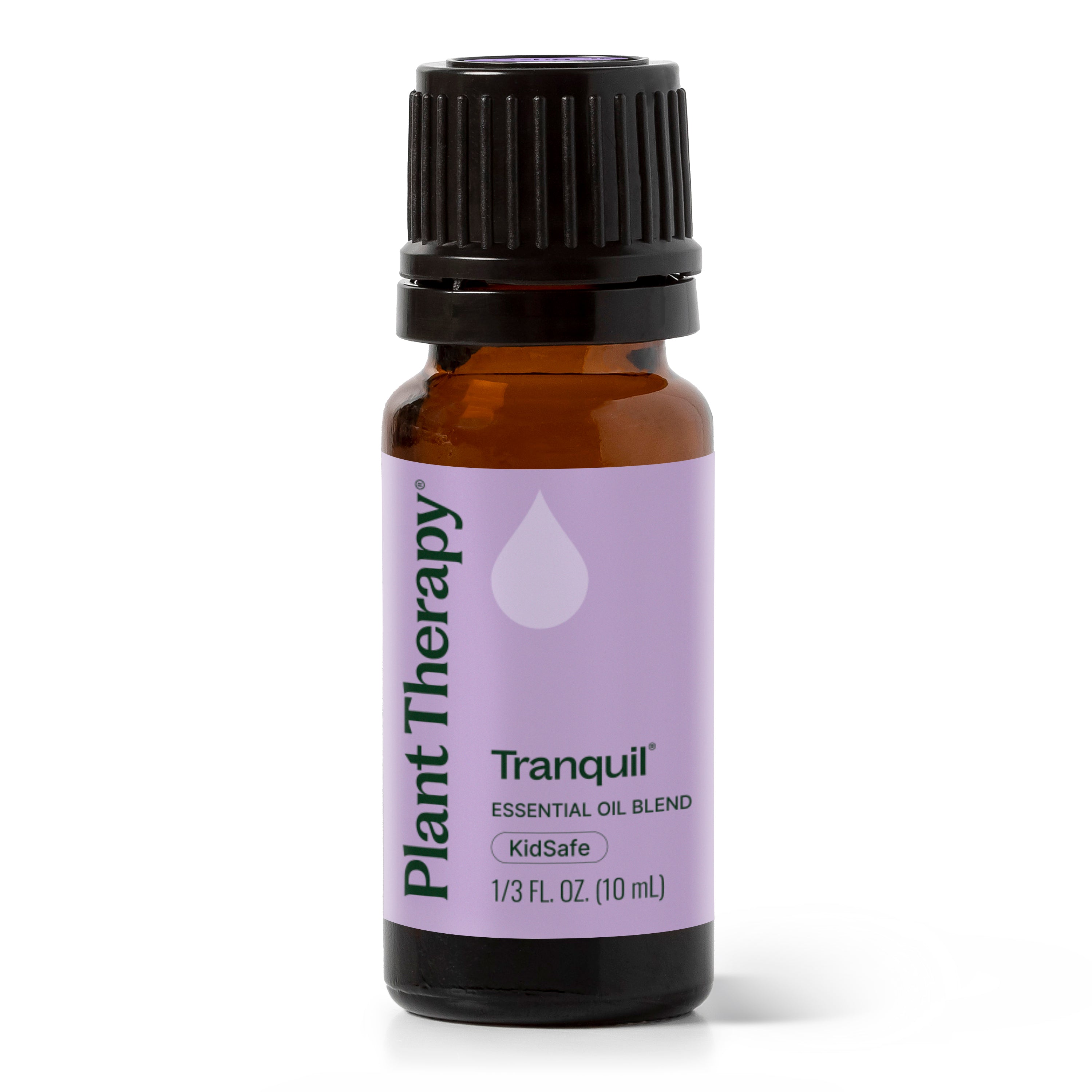 Bottle of Plant Therapy Tranquil essential oil blend on a white background