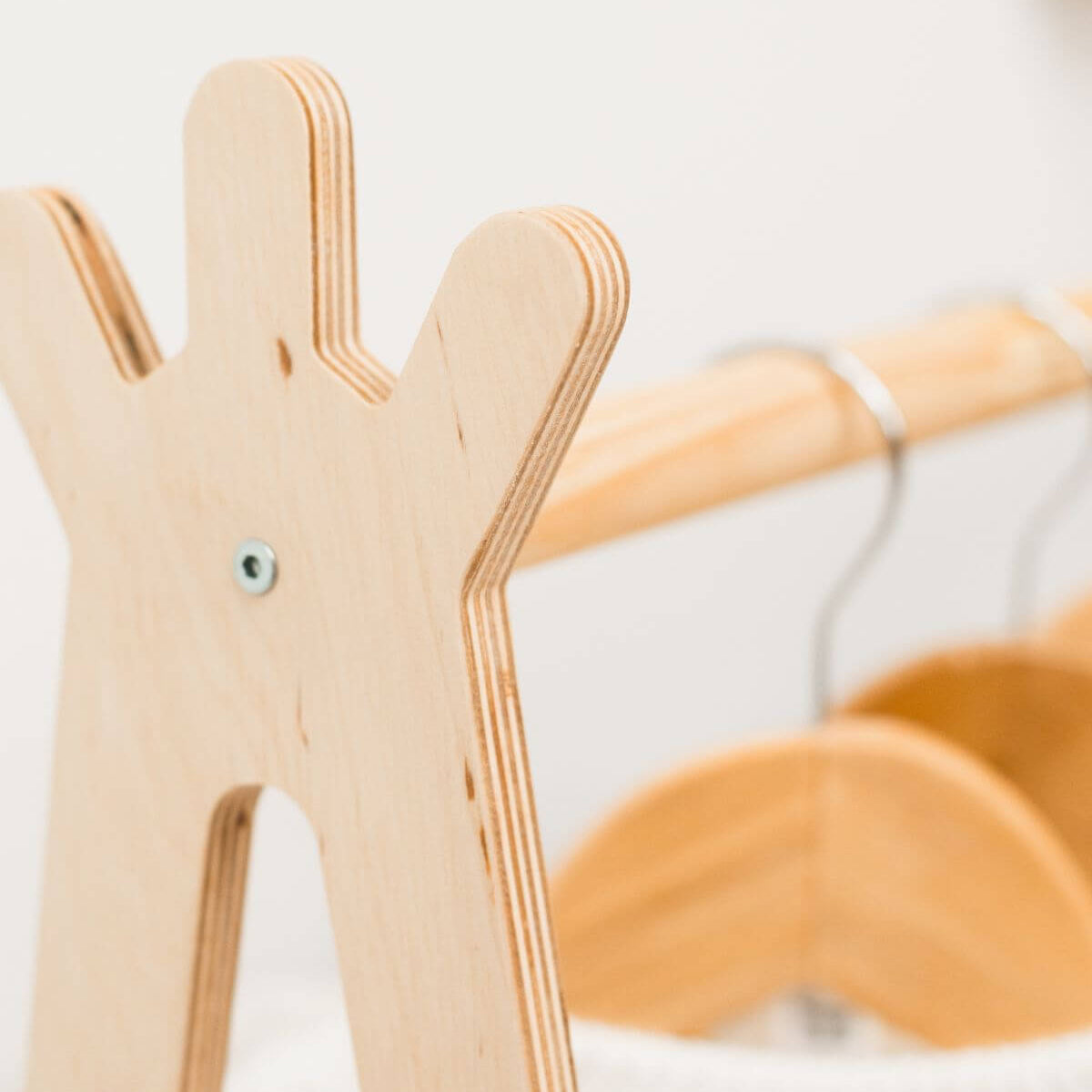 Wooden toy figure on a white background